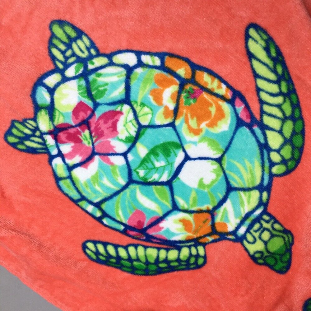 2 pc Cynthia Rowley Sea Turtle Beach Towel Set Hawaiian Tropical Floral Pool Spa - Picture 11 of 15